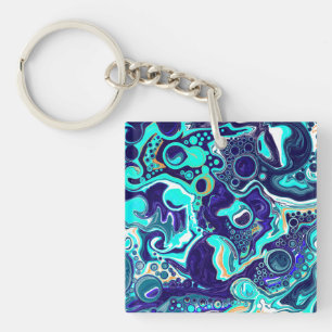 Llavero Blue Verde azulada Ocean Swirls Fluid Art