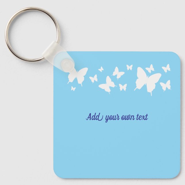 Llavero Blue & White Butterfly Keyring Wedding favour  (Anverso)