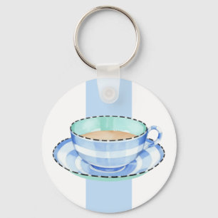 Llavero Blue White Teacup blue Keychain