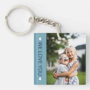 Llavero Blue & White We Love You Photo Keychain