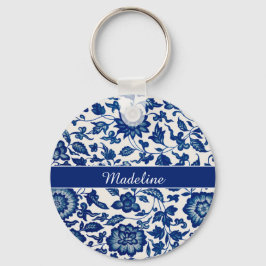Llavero Blue White Wildflower French Country Chinoiserie