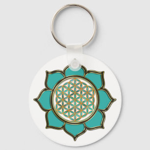 Llavero Blume des Lebens Lotus - türkis / transparente