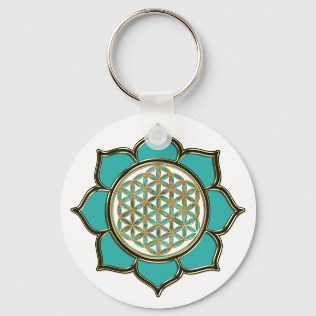 Llavero Blume des Lebens Lotus - türkis / transparente (Anverso)