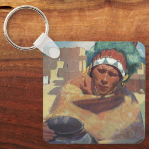 Llavero Blumenschein, retrato indígena nativo americano de