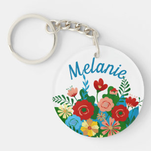 Llavero Bluminoso y colorido Bouquet floral personalizado