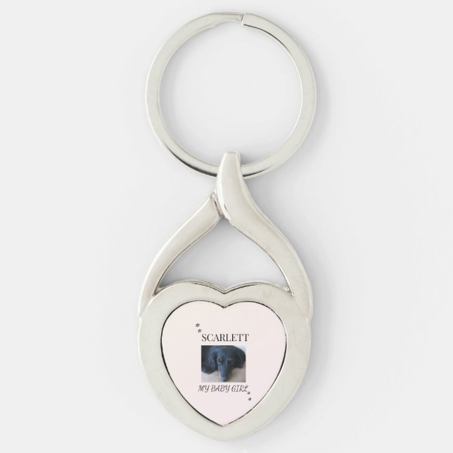 Llavero Blush Heart Pet Photo with Paw Prints (Anverso)