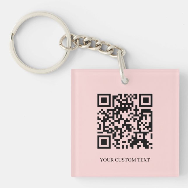Llavero Blush Pink QR | Minimalist Custom Text Design (Frente)