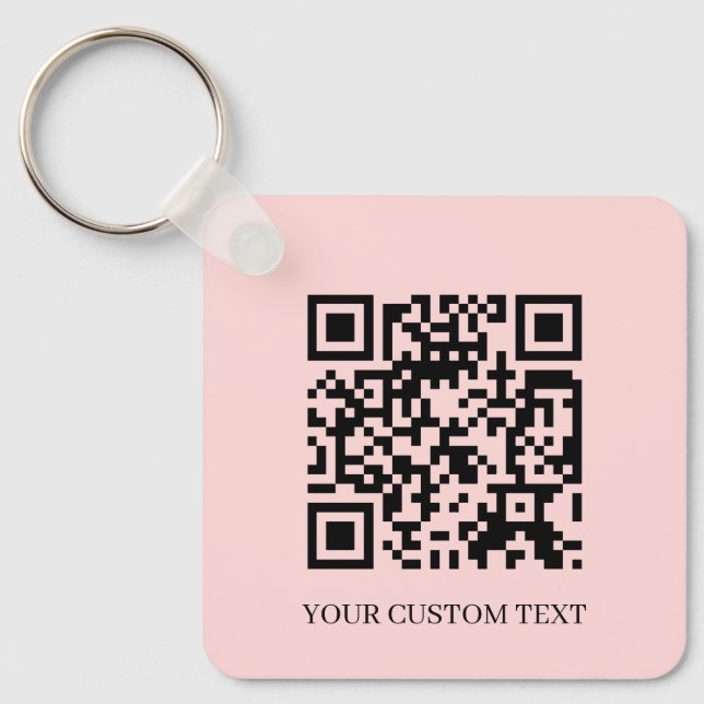 Llavero Blush Pink QR | Minimalist Custom Text Keychain (Anverso)