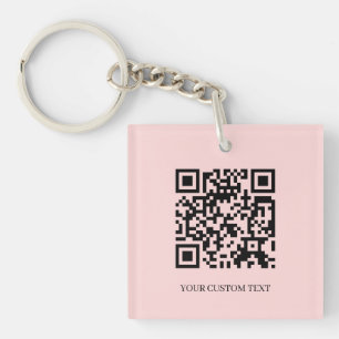 Llavero Blush Rosa QR   Diseño de Texto Personalizado Mini