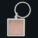 Llavero Blush Rosa Rosa Dorado Glitter Script Monograma Fe<br><div class="desc">Llavero con monograma de letras con brillo rosa sonrosado - Rose Gold (Cadenita de llavero). Esto hace el regalo perfecto para cumpleaños dulces 16,  boda,  despedida de soltera,  aniversario,  baby shower o fiesta de soltera para alguien que ama el lujo glamoroso y los estilos chic.</div>
