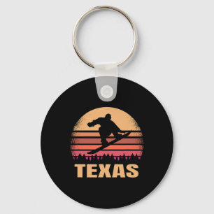 Llavero Boarder de nieve de Texas Retro 70