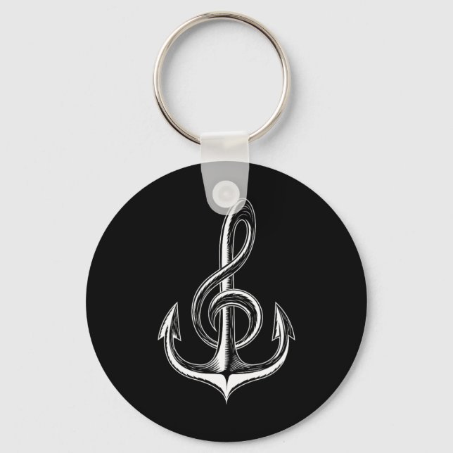 Llavero Boat Anchor Treble Clef Nautical Musician  (Anverso)