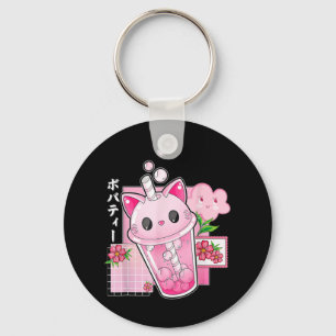 Llavero Boba Tea Cat Bubble Tea Kawaii Anime Chica japonés