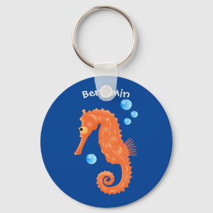 Llavero Bóbulas de caballito de mar naranja personalizado