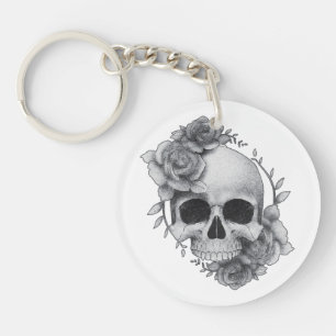 Llavero Boceto de Calavera y Rosas