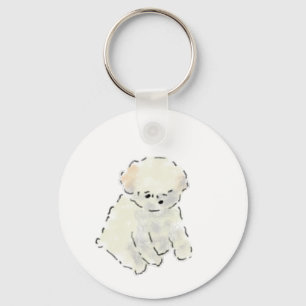 Llavero Boceto de crayón de cachorro blanco esponjoso
