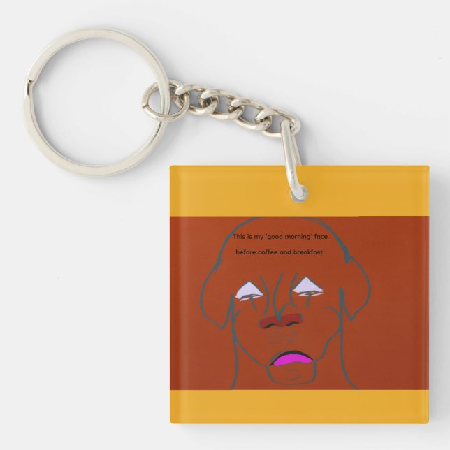 Llavero Boceto de dibujo animado de perro con cara de paya (Frente)