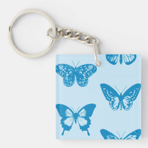 Llavero Boceto de mariposa, azul cerúleo y cielo