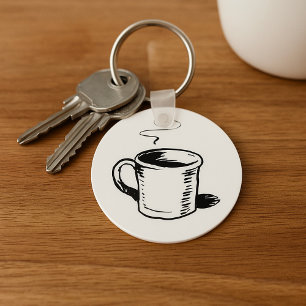 Llavero Boceto de taza de café dibujado a mano minimalista