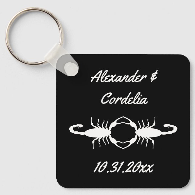 Llavero Boda blanco gótico Scorpions Personalizado (Anverso)