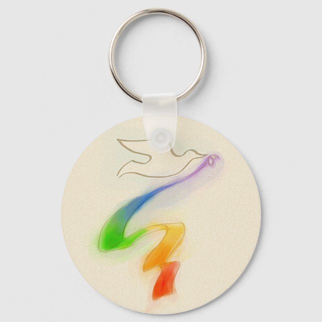 Llavero Boda con cinta de arcoiris (Anverso)