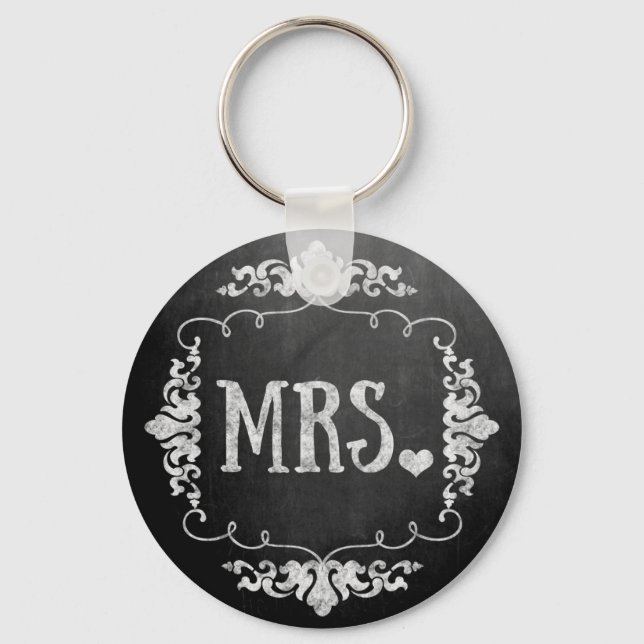 Llavero Boda de Chalkboard "Mrs." (Anverso)