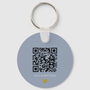 Llavero Boda de código QR azul turbio Guardar la fecha Key