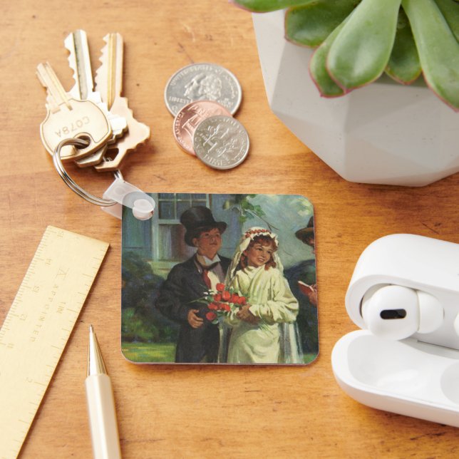 Llavero Boda de cosecha, hijos fingen novia y novio (Escritorio )