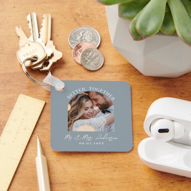 Llavero Boda de fotografía azul turquesa regalo decoración (Escritorio )