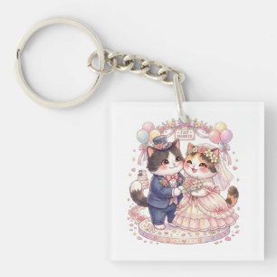 Llavero Boda de gato adorable Pareja recién casada Novia K
