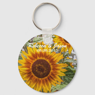 Llavero boda de girasol amarillo del país occidental
