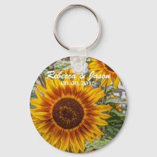 Llavero boda de girasol amarillo del país occidental