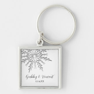 Llavero Boda de invierno con copos de nieve