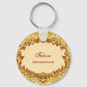 Llavero Boda de la dama de honor Favor de la Viñeta de Oro