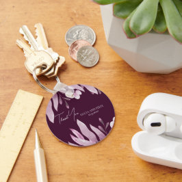 Llavero Boda de las Grandes Hojas de Borgoña Gracias