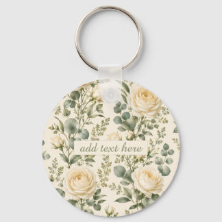 Llavero Boda de lujo con rosa marfil y eucalipto verde sal