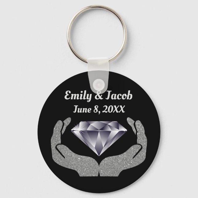 Llavero Boda de manos de diamantes Keychain (Anverso)