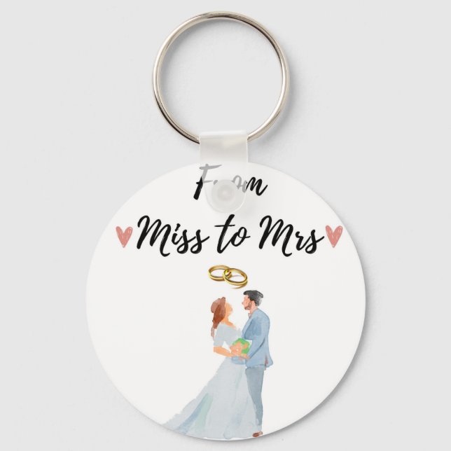 Llavero Boda de Miss a Sra. Keychain, regalo de Boda (Anverso)