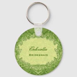 Llavero Boda de Novias Favor Lime Green Damask G306