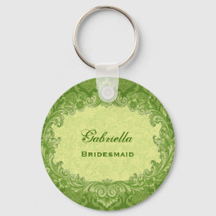 Llavero Boda de Novias Favor Lime Green Damask G306