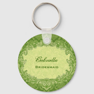 Llavero Boda de Novias Favor Lime Green Damask G306