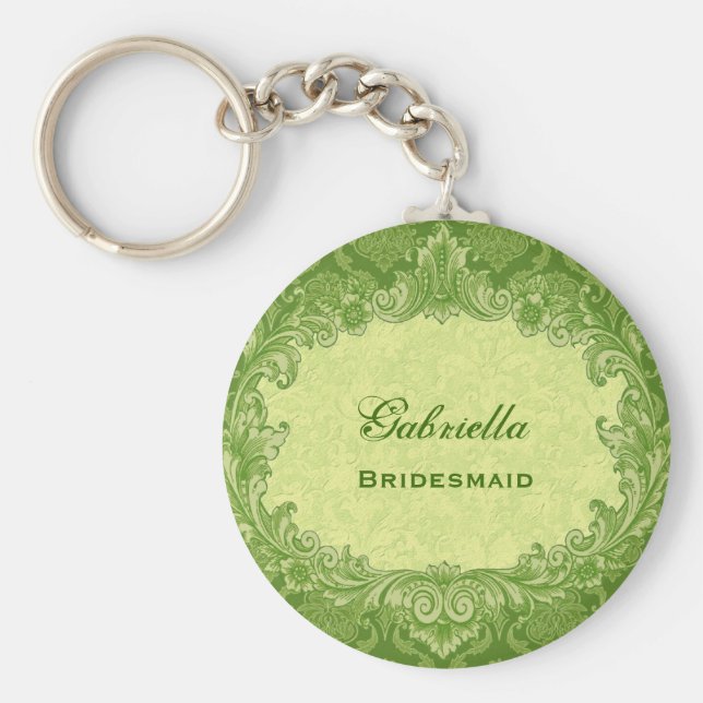 Llavero Boda de Novias Favor Lime Green Damask G306 (Frente)