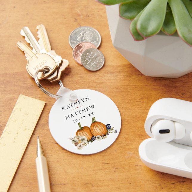 Llavero Boda de otoño de calabaza botánica rústica (Escritorio )