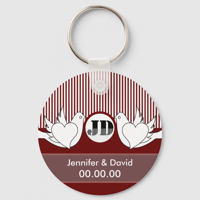 Llavero Boda de palomas amorosas (Anverso)