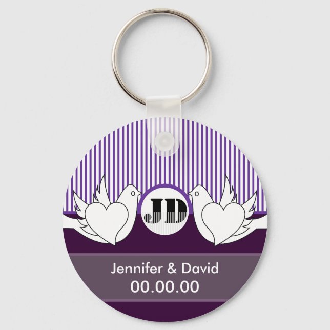 Llavero Boda de palomas amorosas (Anverso)