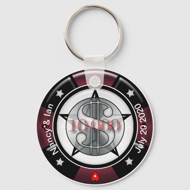 Llavero Boda de personalizable Keepsake Vegas Chip (Anverso)