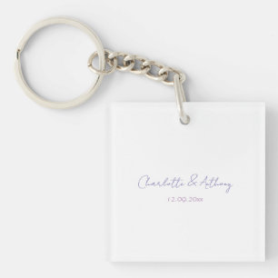 Llavero Boda Elegante Caligrafía Nombres y Fecha Creativos