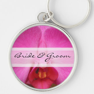Llavero Boda elegante de orquídeas rosas