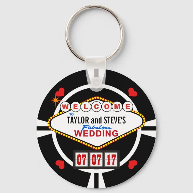 Llavero Boda en Vegas Casino Favor Poker Chip (Anverso)