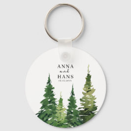 Llavero Boda festivo de árbol de navidad acuarela